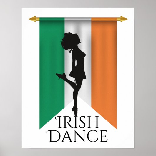 Poster Danseuse irlandaise et Drapeau irlandais Dance de  (Devant)