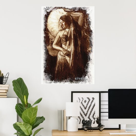Poster Danseuse ventre avec un voile (Bureau à domicile)