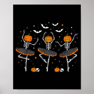 Poster Danseuses de ballet squelette de citrouille filles