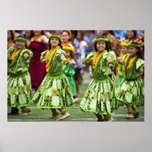 Poster Danseuses de hula hawaïennes