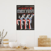 Poster Danseuses portant des Tuxedos et des chapeaux supé (Cuisine)