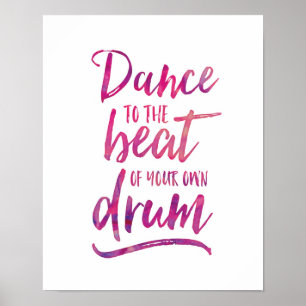 Poster Dansez sur l'affiche de typographie de l'aquarelle