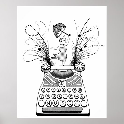 Poster Dansez sur votre propre musique Happy Bull Terrier (Devant)