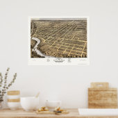 Poster Danville, IL Carte panoramique - 1869 (Cuisine)
