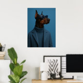 Poster Dapper Doberman in Blue Turtleneck and Sunglasses (Bureau à domicile)