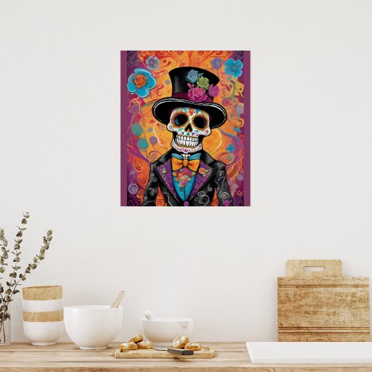 Poster Dapper Skull Skeleton : Jour des morts (Cuisine)