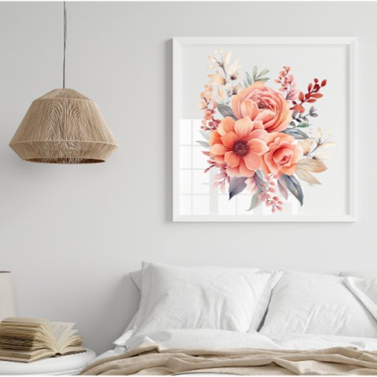 Poster d'Aquarelle Boho Florals Splash Art Splatz