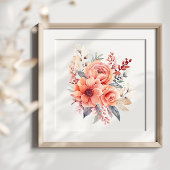 Poster d'Aquarelle Boho Florals Splash Art Splatz