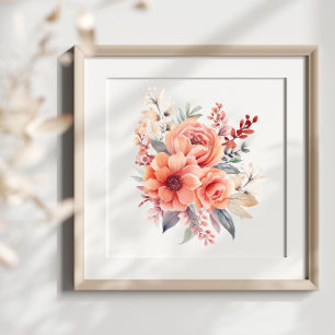 Poster d'Aquarelle Boho Florals Splash Art Splatz