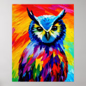 Poster d'aquarelle colorée de hibou (Devant)