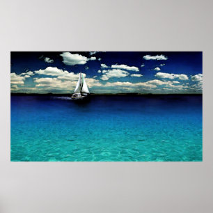 Poster d'aquarelle de bateau des Caraïbes