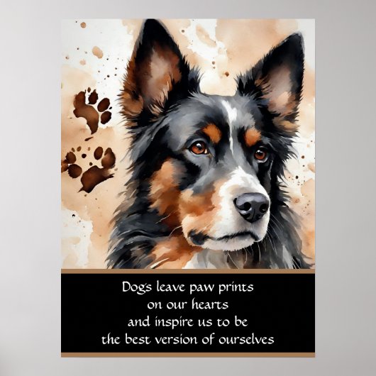 Poster d'aquarelle de chien mignon (Devant)