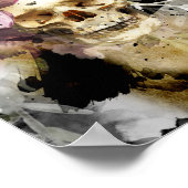 Poster d'aquarelle du crâne floral (Coin)