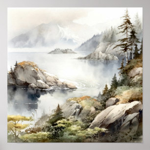 Poster d'aquarelle du parc national Kenai Fjords