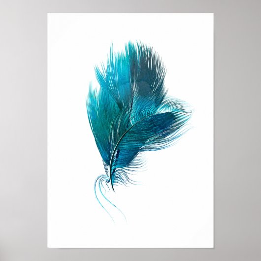 Poster d'aquarelle en plumes bleues (Devant)
