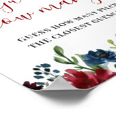 Poster d'aquarelle florale bleu bleu de la marine  (Coin)