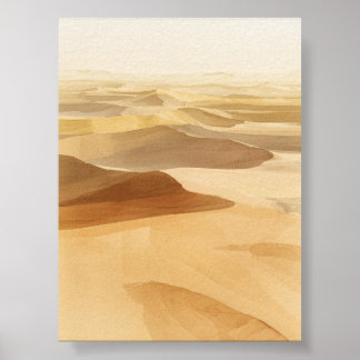 Poster d'aquarelle Golden Desert Dunes