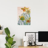 Poster d'aquarelle jaune jonquille florale (Bureau à domicile)