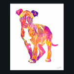 Poster d'aquarelle Pit Bull Puppy Pop Art<br><div class="desc">Pit Bull puppy pop art style aquarelle poster. Un énoncé lumineux et coloré pour vos murs. Art original © DoggyStyle Design Studio. Nous pensons que les chiens sont les meilleurs ! Leur amour et leur loyauté inconditionnels... la façon dont leurs queues et leurs visages s'illuminent quand on rentre à la...</div>