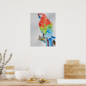Poster d'aquarelle rouge jaune bleu Macaw Parrot (Cuisine)