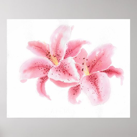 Poster d'aquarelle Stargazer Lilies (Devant)