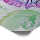 Poster d'aquarelle violet Pansy Art Floral Fleurs (Coin)