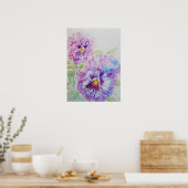 Poster d'aquarelle violet Pansy Art Floral Fleurs (Cuisine)