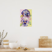 Poster d'aquarelle violet Pansy Art Floral Fleurs (Cuisine)