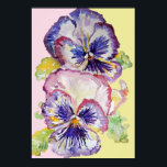 Poster d'aquarelle violet Pansy Art Floral Fleurs<br><div class="desc">Poster d'aquarelle fleurie Pansy violet Art. Une affiche glorieuse pour compléter n'importe quel décor. Conçu à partir de mes aquarelles originales,  que j'ai peint dans mon jardin fleuri.</div>