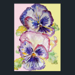 Poster d'aquarelle violet Pansy Art Floral Fleurs<br><div class="desc">Poster d'aquarelle fleurie Pansy violet Art. Une affiche glorieuse pour compléter n'importe quel décor. Conçu à partir de mes aquarelles originales,  que j'ai peint dans mon jardin fleuri.</div>