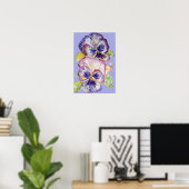 Poster d'aquarelle violet Pansy Art Floral Fleurs (Bureau à domicile)