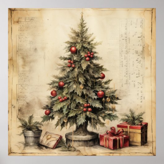 Poster d'arbre de Noël Vintage (Devant)