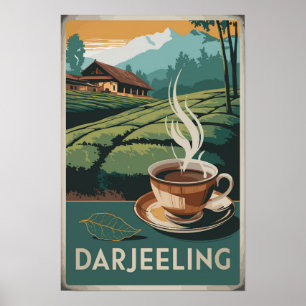 Poster Darjeeling Inde Thé Voyage Art Vintage