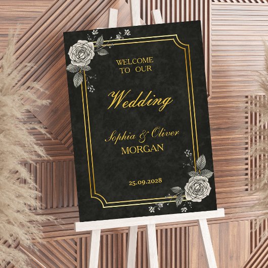 Poster Dark Academia Gothic Elegant Wedding Welcome Sign