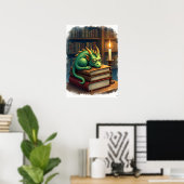 Poster Dark Academia Reading Dragon Sticker Bookworm Slee (Bureau à domicile)