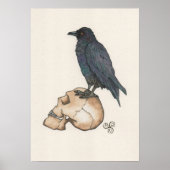 Poster Dark Academia Watercolour Raven Skull Art (Devant)