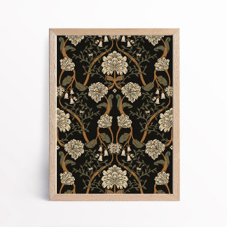 Poster Dark Arts and Crafts Floral Chrysanthemum Art