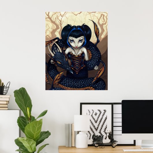 Poster Dark Dragon ART IMPRIMER imaginaire gothique art d (Bureau à domicile)