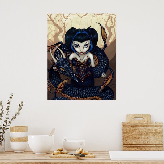 Poster Dark Dragon ART IMPRIMER imaginaire gothique art d (Cuisine)