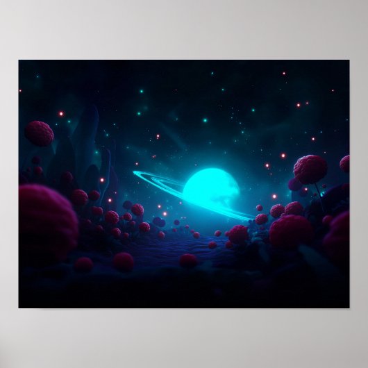 Poster Dark Fantasy Valley with Glowing Green Sky and Rui (Devant)