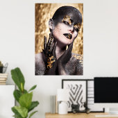 Poster Dark Golden Beauty Body Paint Glamorous Art (Bureau à domicile)