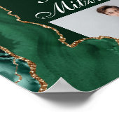Poster Dark Green Gold Agate Bar Mitzvah Party Photo (Coin)