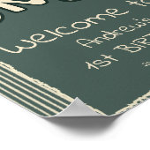 Poster Dark Green Stripes 1st Birthday Welcome Sign (Coin)