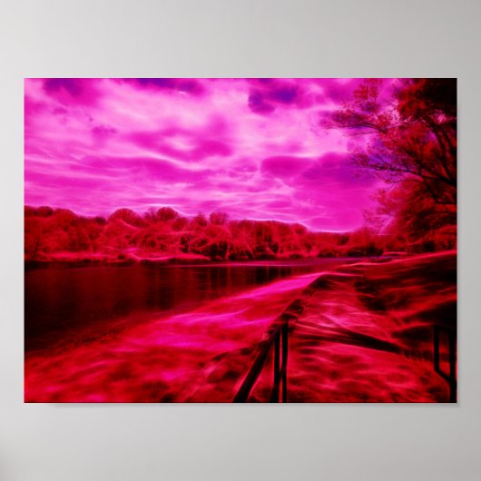 Poster Dark Infrared Waterscape Painted Electric Lines (Devant)