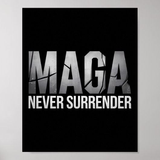 Poster Dark Mega Trump 2024 Mega Never Surrender (Devant)