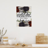 Poster Dark Moody Glam Botanical Floral Mariage de bienve (Cuisine)