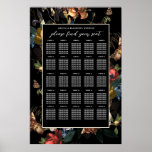 Poster Dark Moody Romantic Floral Mariage néerlandais Siè<br><div class="desc">Tableau de 25 places. Floral peint dramatique dans le style maître hollandais sur rectangle de couleur et arrière - plan personnalisé; assurez-vous de choisir votre style d'affiche avec bordure modifiable</div>
