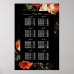 Poster Dark Moody Romantic Floral Mariage néerlandais Siè<br><div class="desc">Carte de siège organisée par nom de famille. Floral peint dramatique dans le peintre maître néerlandais rectangle de couleur personnalisé et arrière - plan; assurez-vous de choisir votre style d'affiche</div>