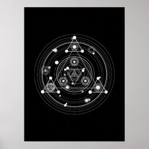 Poster Dark occult style sacred geometry