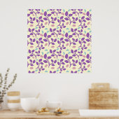 Poster Dark Purple Floral Pattern | Aesthetic Seamless  (Cuisine)